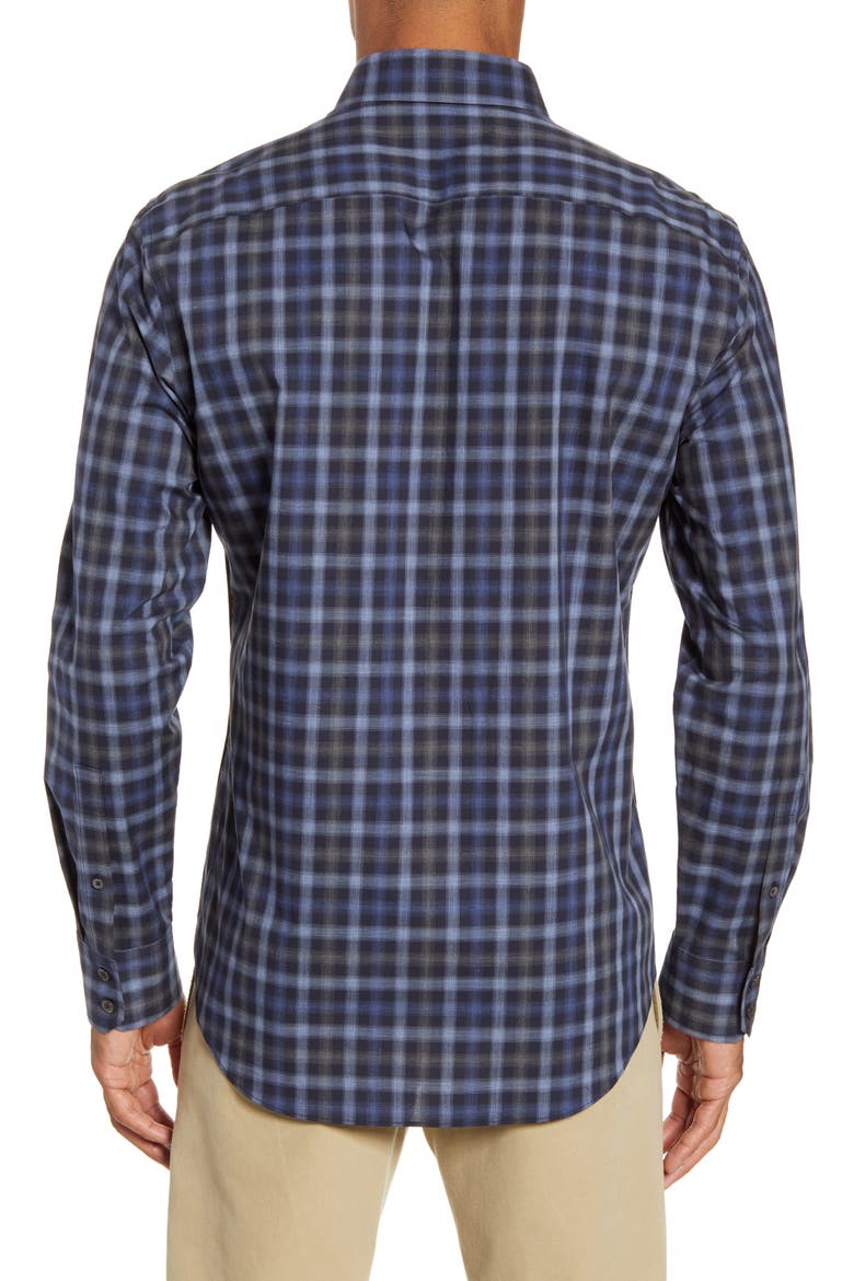 Ojeda Regular Fit Plaid Button-Up Shirt, Alternate, color, NAVY