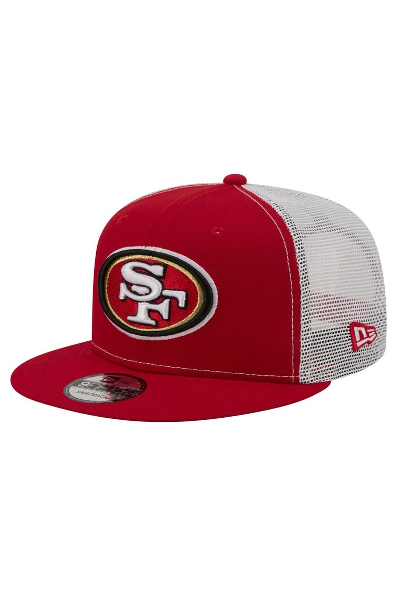 Men's New Era  Scarlet San Francisco 49ers Core Team 9FIFTY Trucker Snapback Hat, Main, color, Scarlet