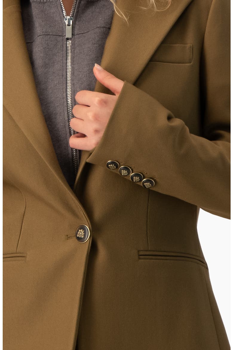 Classic Lapel Single-Button Fitted Tailored Blazer, Alternate, color, Olive Green