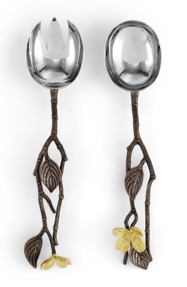 Michael Aram Dogwood Set of 2 Serving Utensils, Main, color, Brass/ Gold