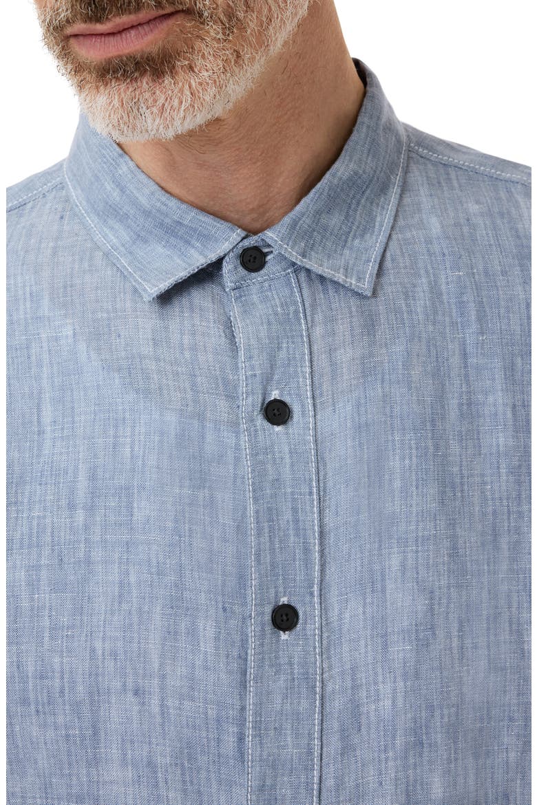 Ben Linen Button-Up Shirt, Alternate, color, FOUNTAIN HEATHER