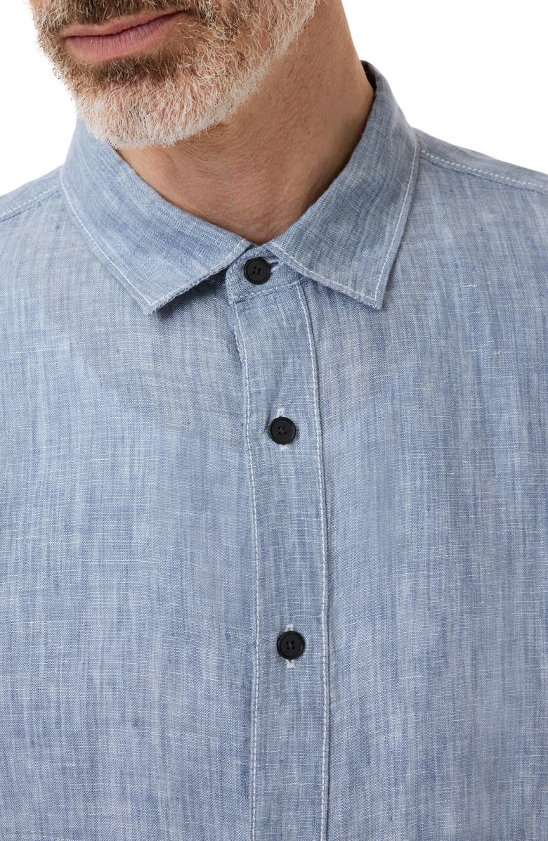John Varvatos Ben Linen Button-Up Shirt, Alternate, color, Fountain Heather