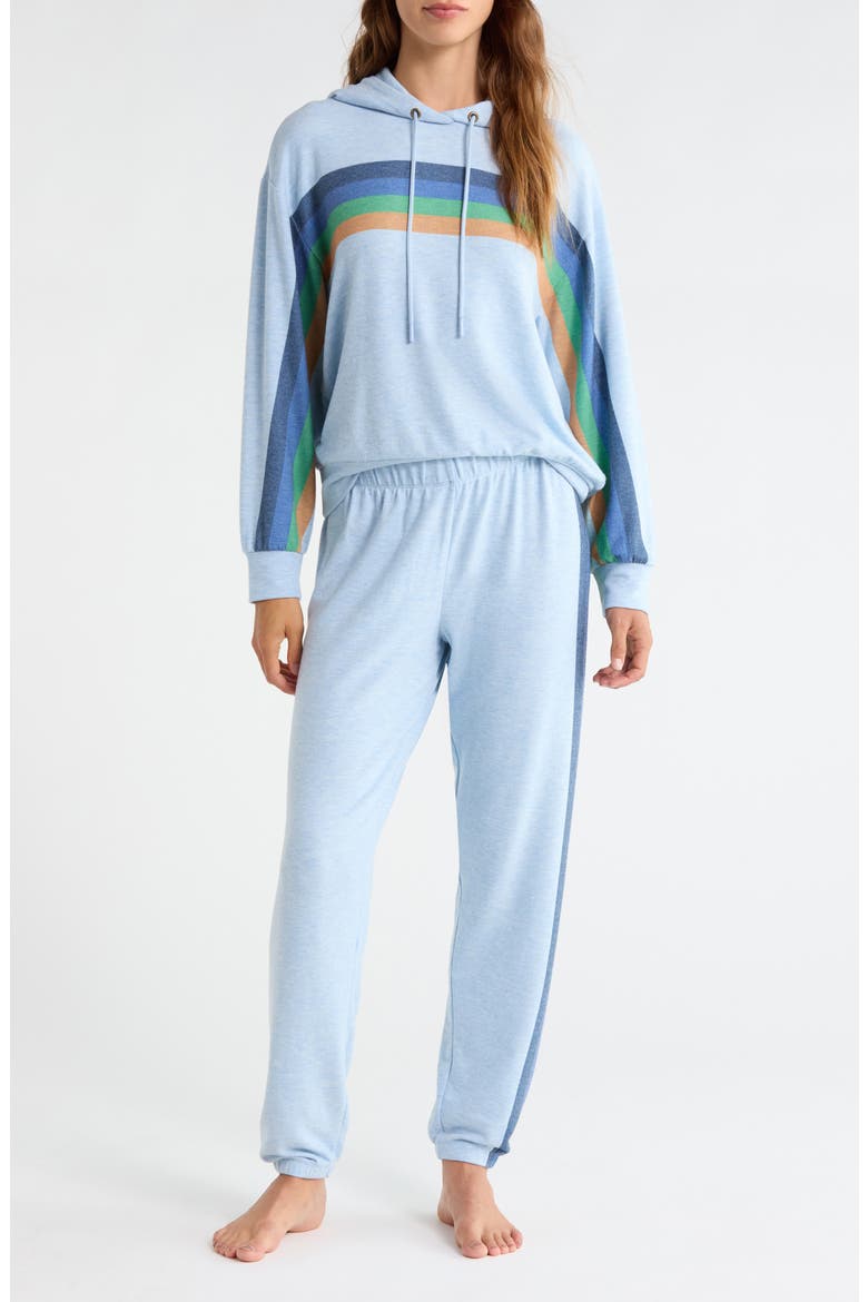 Radiant Stripe Peached Jersey Hoodie Pajamas, Main, color, HEATHER SKY