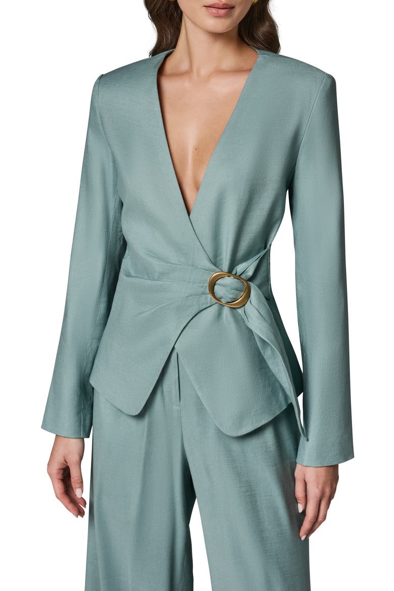 Linen Blend Wrap Jacket, Main, color, WATERLILY