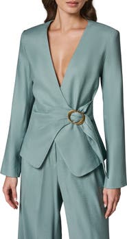 Donna Karan New York Linen Blend Wrap Jacket