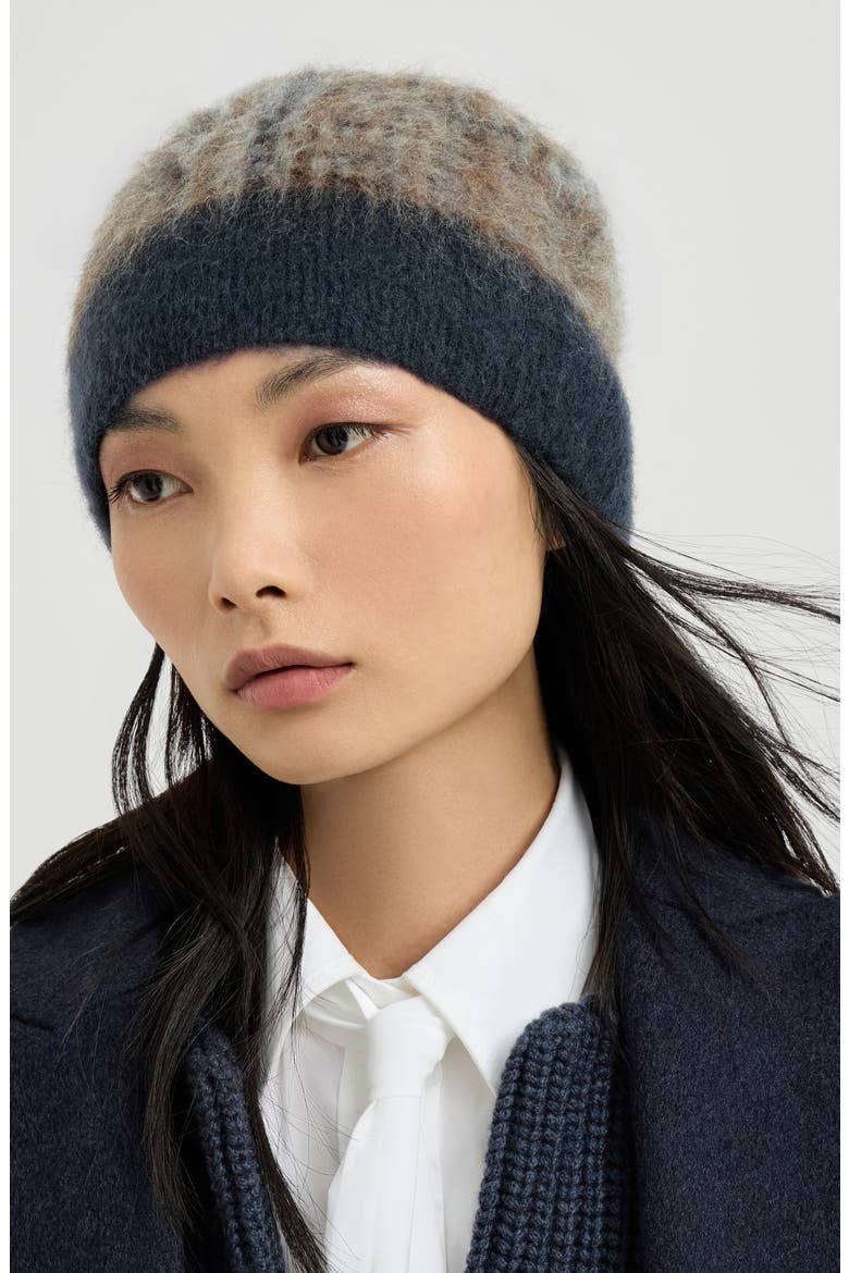 Mohair and would Prince of Wales double knit beanie, Alternate, color, Dark Grey
