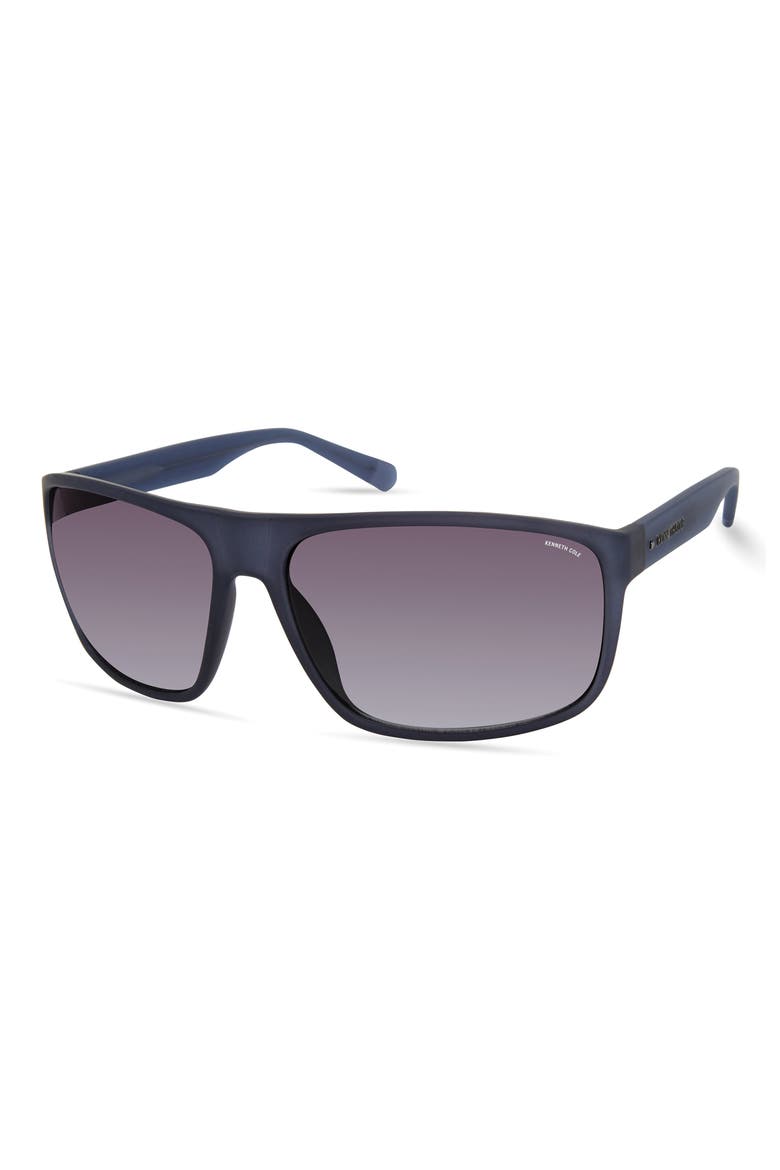 66mm Rectangle Sunglasses, Alternate, color, MATTE BLUE / GRADIENT SMOKE