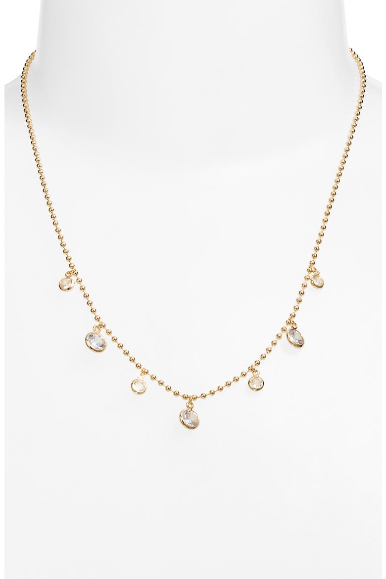 Scattered Bezel Cubic Zirconia Necklace, Alternate, color, CLEAR- GOLD