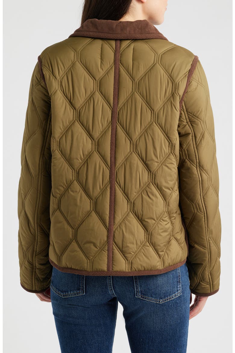 Corduroy Trim Quilted Barn Jacket, Alternate, color, MILITARY OLIVE