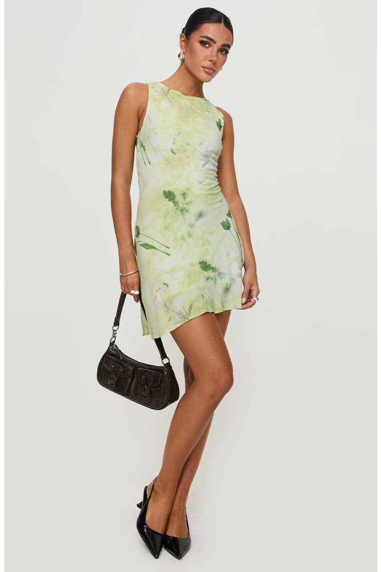 Floral Sleeveless Minidress, Alternate, color, GREEN