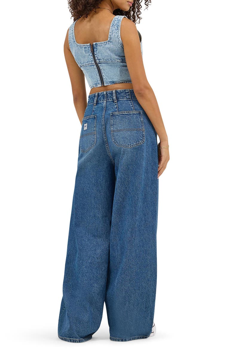 Denim Corset Top, Alternate, color, ROYAL INDIGO