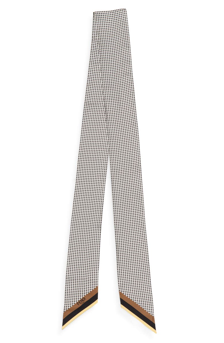 Fendi Wrappy Gingham Silk Skinny Scarf, Main, color, 