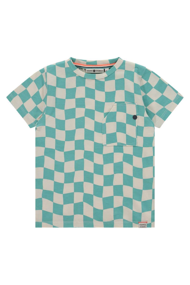 Wavy Check Short Sleeve T-Shirt, Main, color, Turquoise