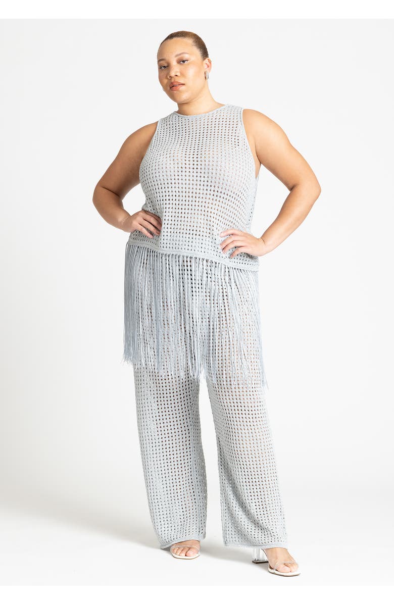 ELOQUII Metallic Crochet Pant, Alternate, color, Metallic