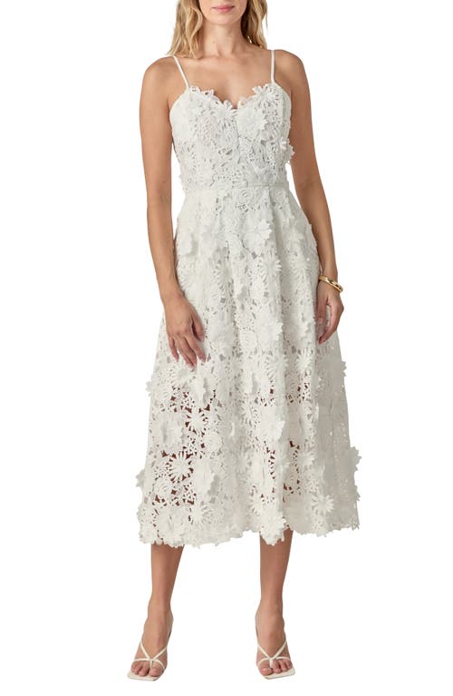 Endless Rose Lace Spaghetti Strap Midi Dress In White