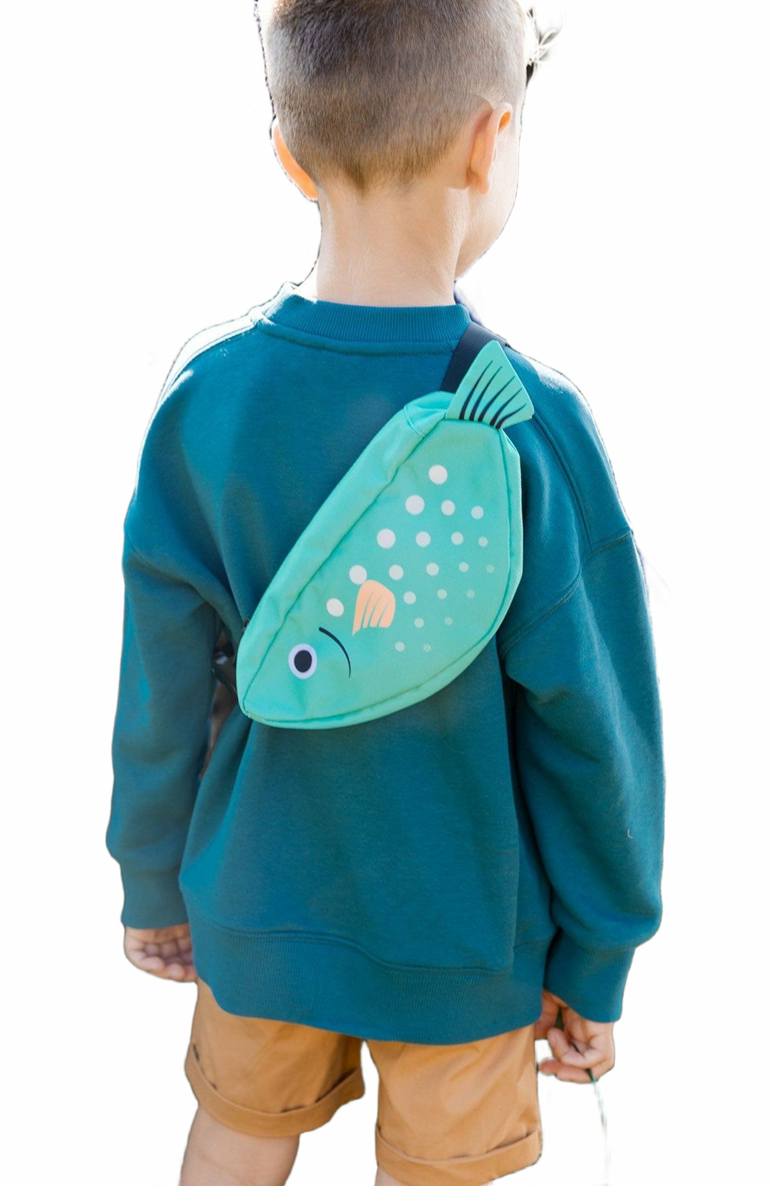 Deux par Deux Kids Unisex Fish Fanny Pack Green, Alternate, color, 