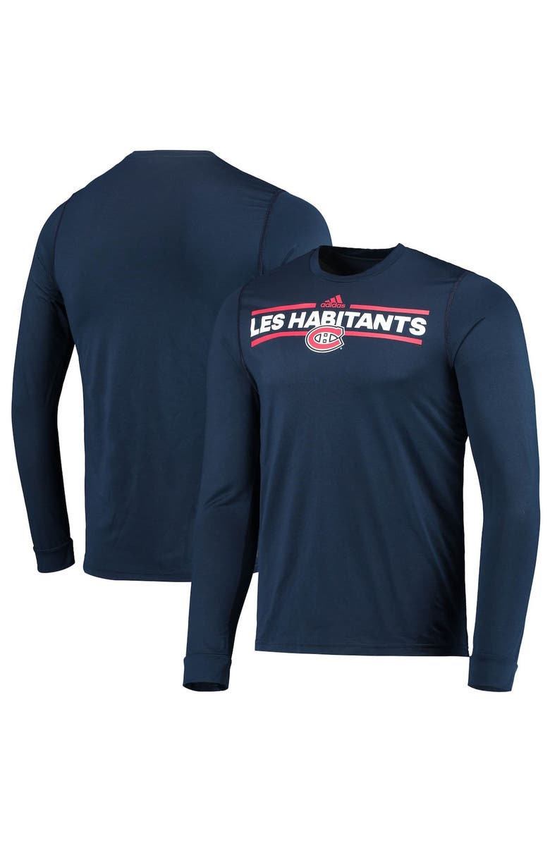 adidas Men's adidas Navy Montreal Canadiens Dassler AEROREADY Creator Long Sleeve T-Shirt, Main, color, 