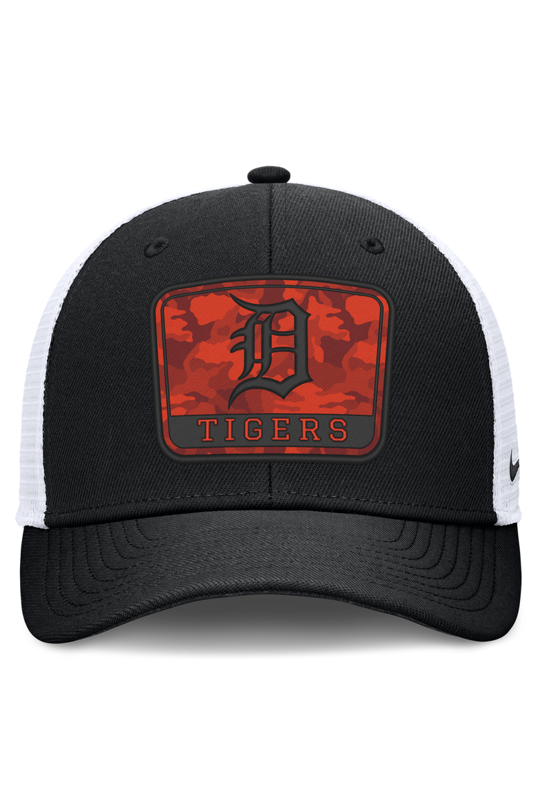 Men's Nike Black/White Detroit Tigers Camo Rise Trucker Dri-FIT Adjustable Hat, Alternate, color, Black