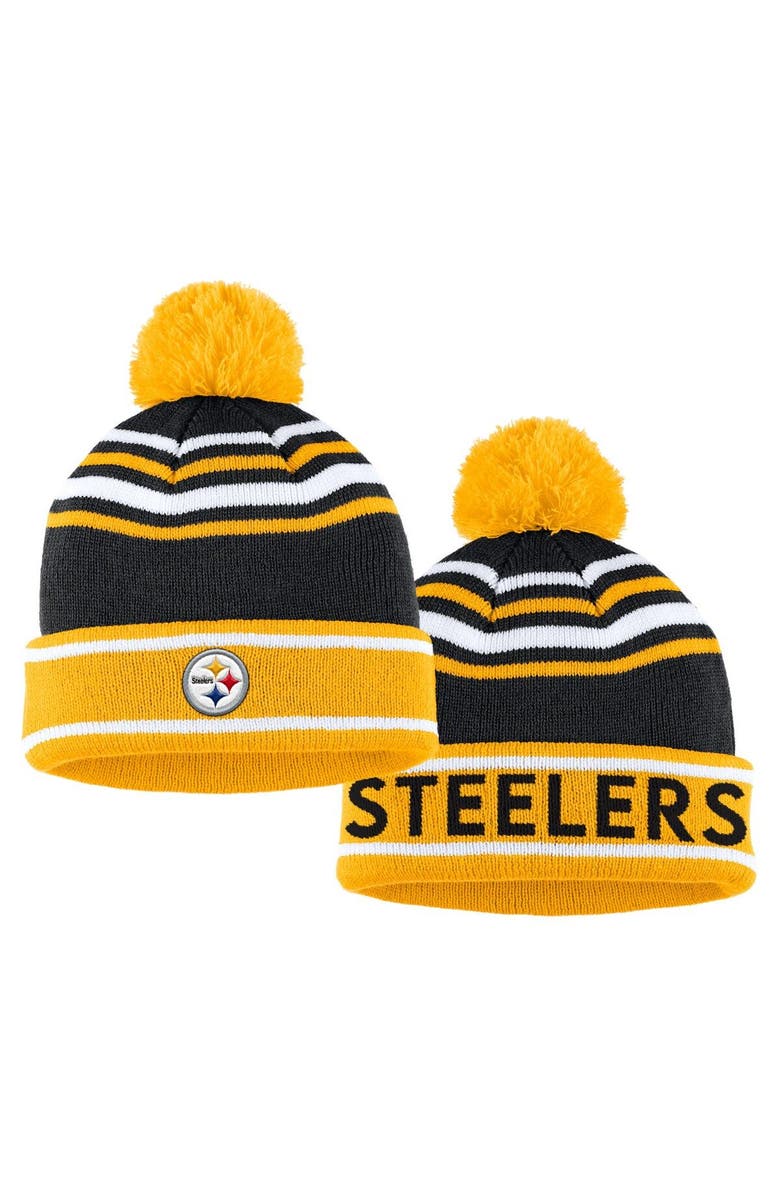 WEAR by Erin Andrews Women's WEAR by Erin Andrews Black Pittsburgh Steelers Colorblock Cuffed Knit Hat with Pom and Scarf Set, Alternate, color, Black