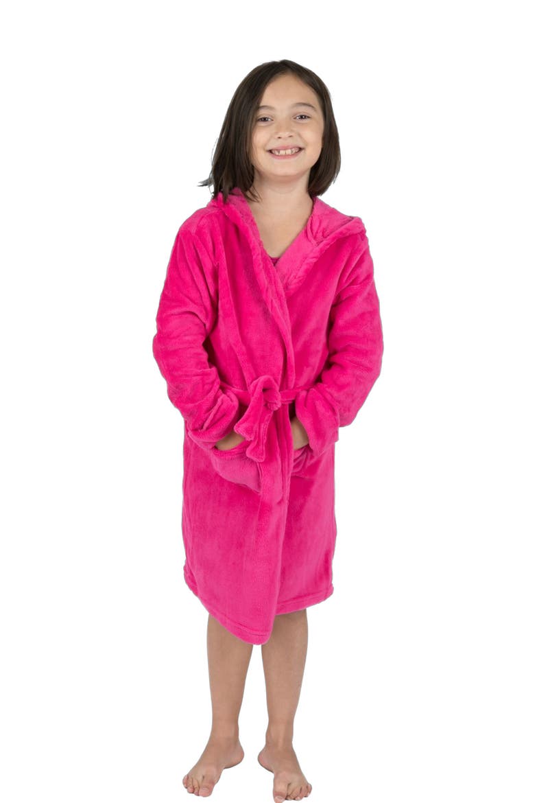 Kids Fleece Hooded Robe, Solid Colors, Alternate, color, MAGENTA