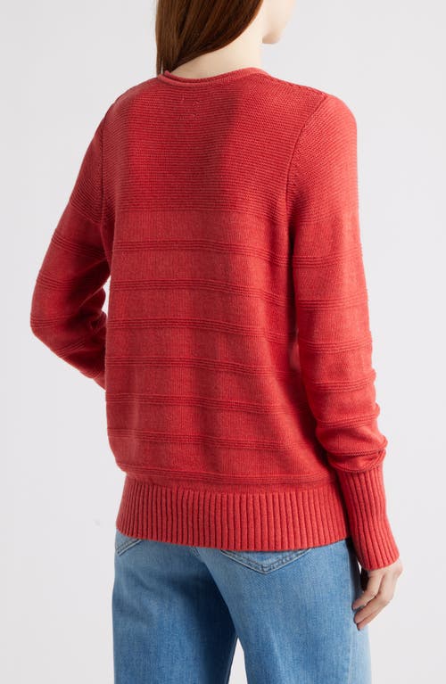 Nic + Zoe Nic+zoe Textured Cotton & Cashmere Blend V-neck Sweater In Red
