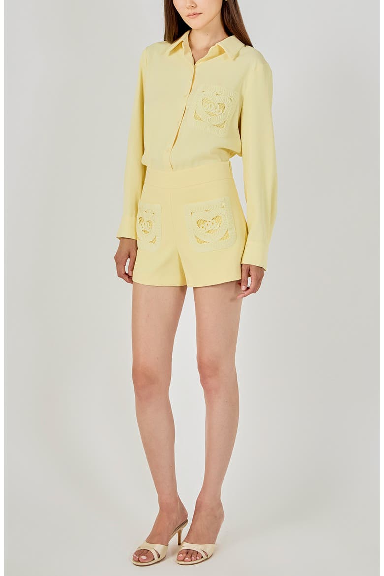 Net Pocket Button-Up Shirt, Alternate, color, LIGHT YELLOW