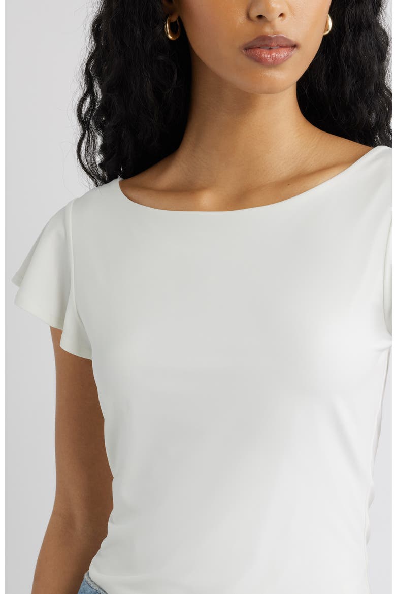 Flutter Sleeve Top, Alternate, color, IVORY