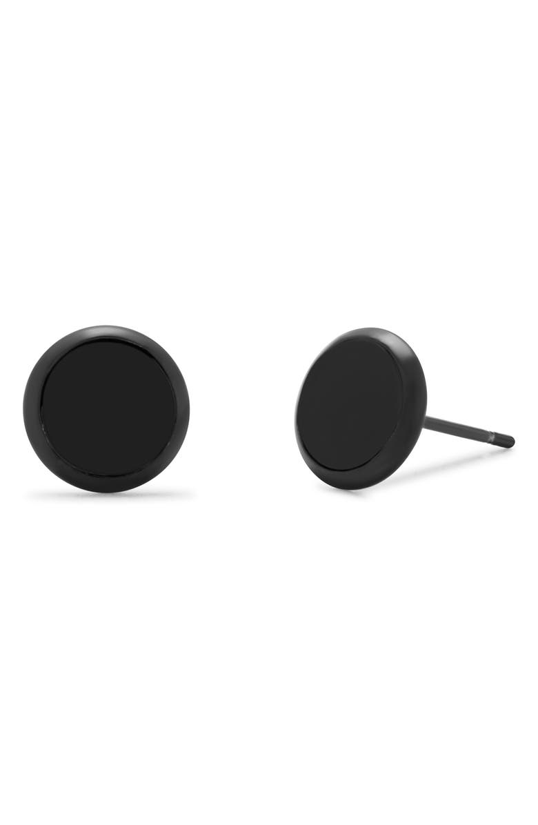 Brook and York Men's Black Round Stud Earrings, Main, color, Black