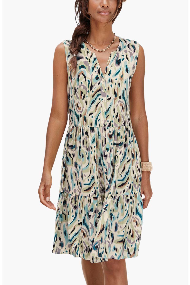 Button Up Tiered Dress, Main, color, Sand Print