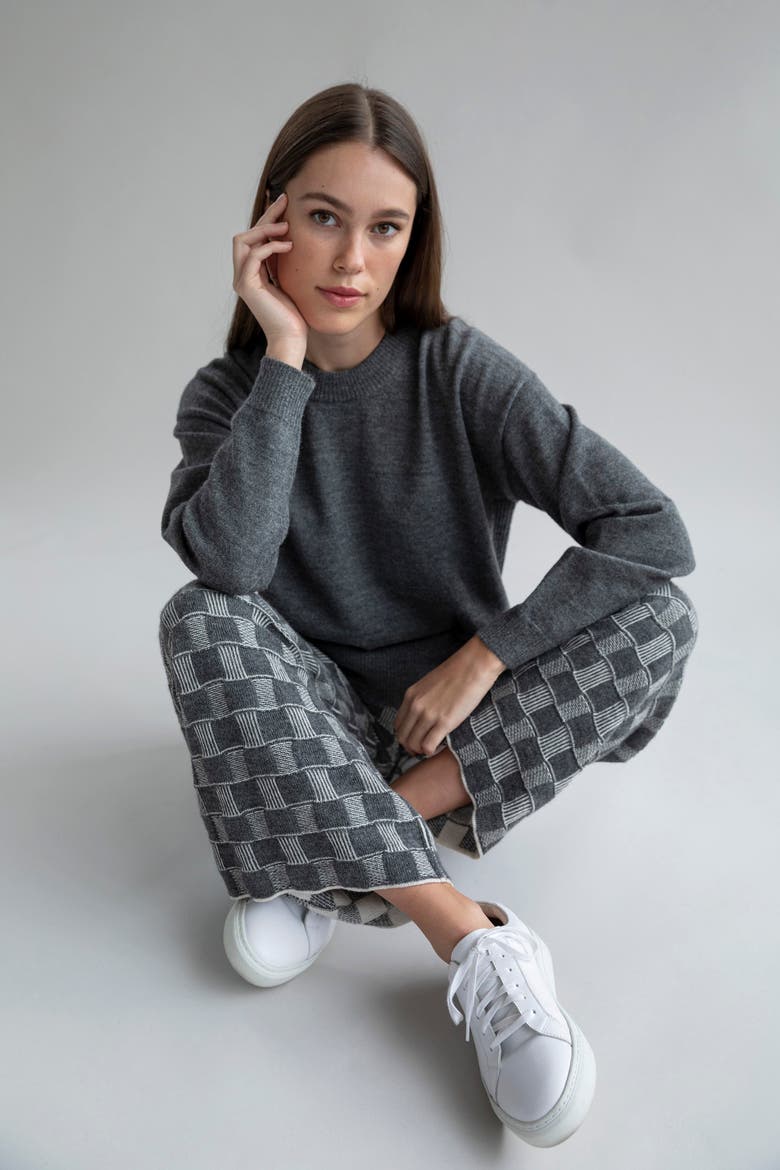 Zoe Trousers, Alternate, color, GREY IVORY