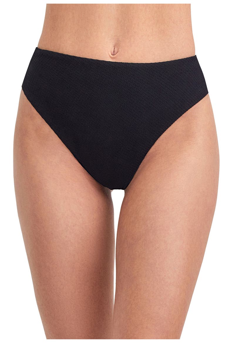 High Leg High Waist Swim Bottom, Main, color, BLACK