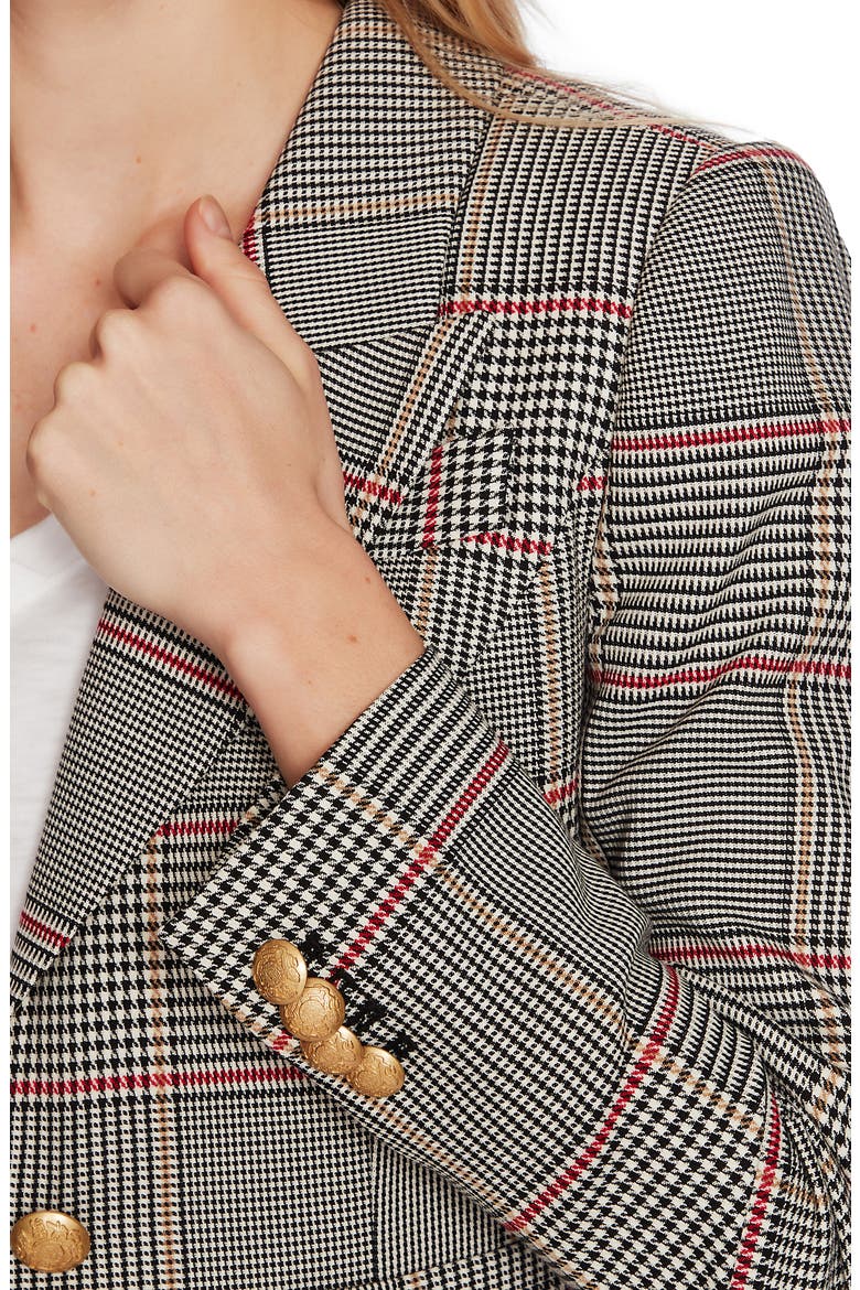 Peak Lapel Plaid Blazer, Alternate, color, RICH BLACK