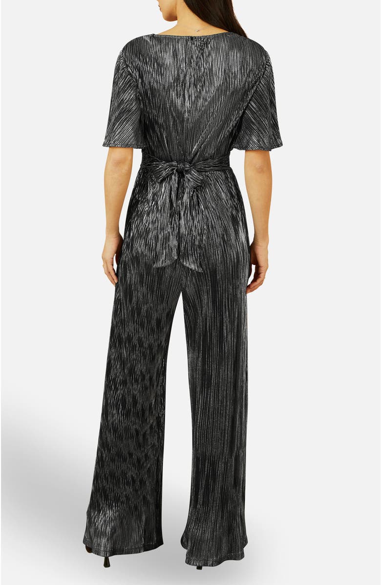 Yumi Pleated Jumpsuit With V-Neck, Alternate, color, Black