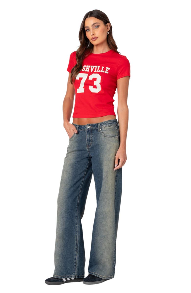 EDIKTED Nashville Cotton Graphic T-Shirt, Alternate, color, Red