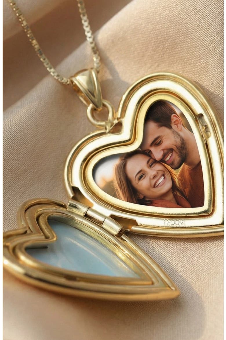 Two-Tone Butterfly Heart Locket Pendant Necklace, Alternate, color, GOLD