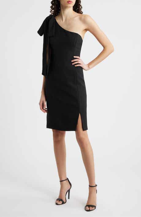 Bow One-Shoulder Cocktail Dress
