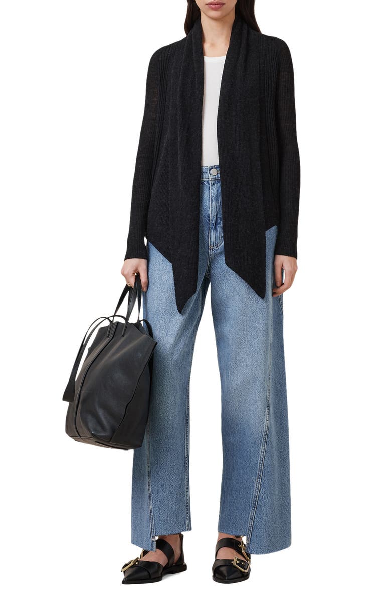 AllSaints Harper High Low Open Front Cardigan, Alternate, color, 