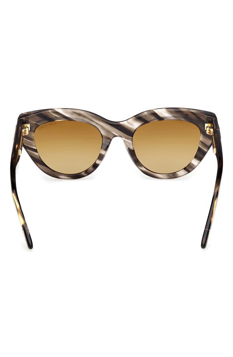 TOM FORD Icon 52mm Cat Eye Sunglasses, Alternate, color, Striped Black Champagne
