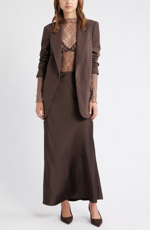 Open Edit Floral Stretch Lace Top In Brown