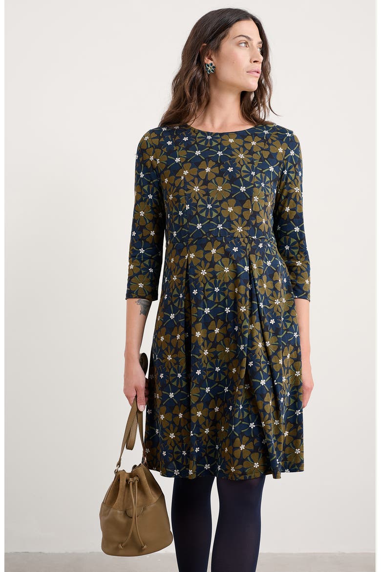 Witch Hazel Floral Jersey Dress, Alternate, color, HANDICRAFT FLOWERS OLIVE
