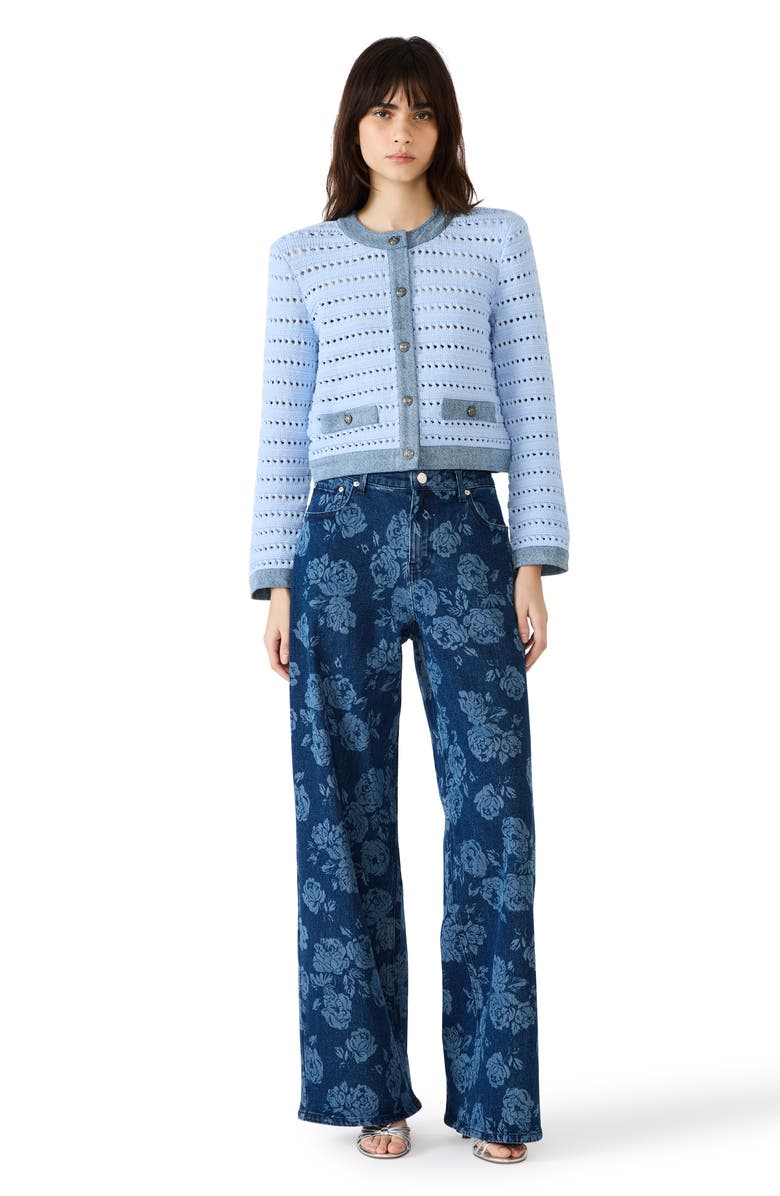 Steve Madden Jaxon Floral Wide Leg Jeans, Alternate, color, Rose Frost