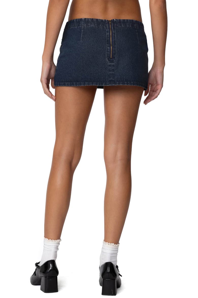 Skye Double Buckle Low Rise Denim Miniskirt, Alternate, color, BLUE