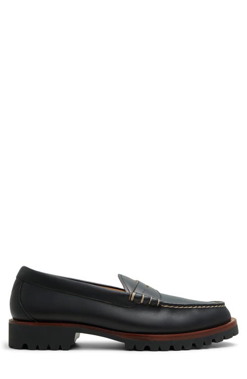 Brooks Brothers Bleecker Lug Sole Penny Loafer In Open Black