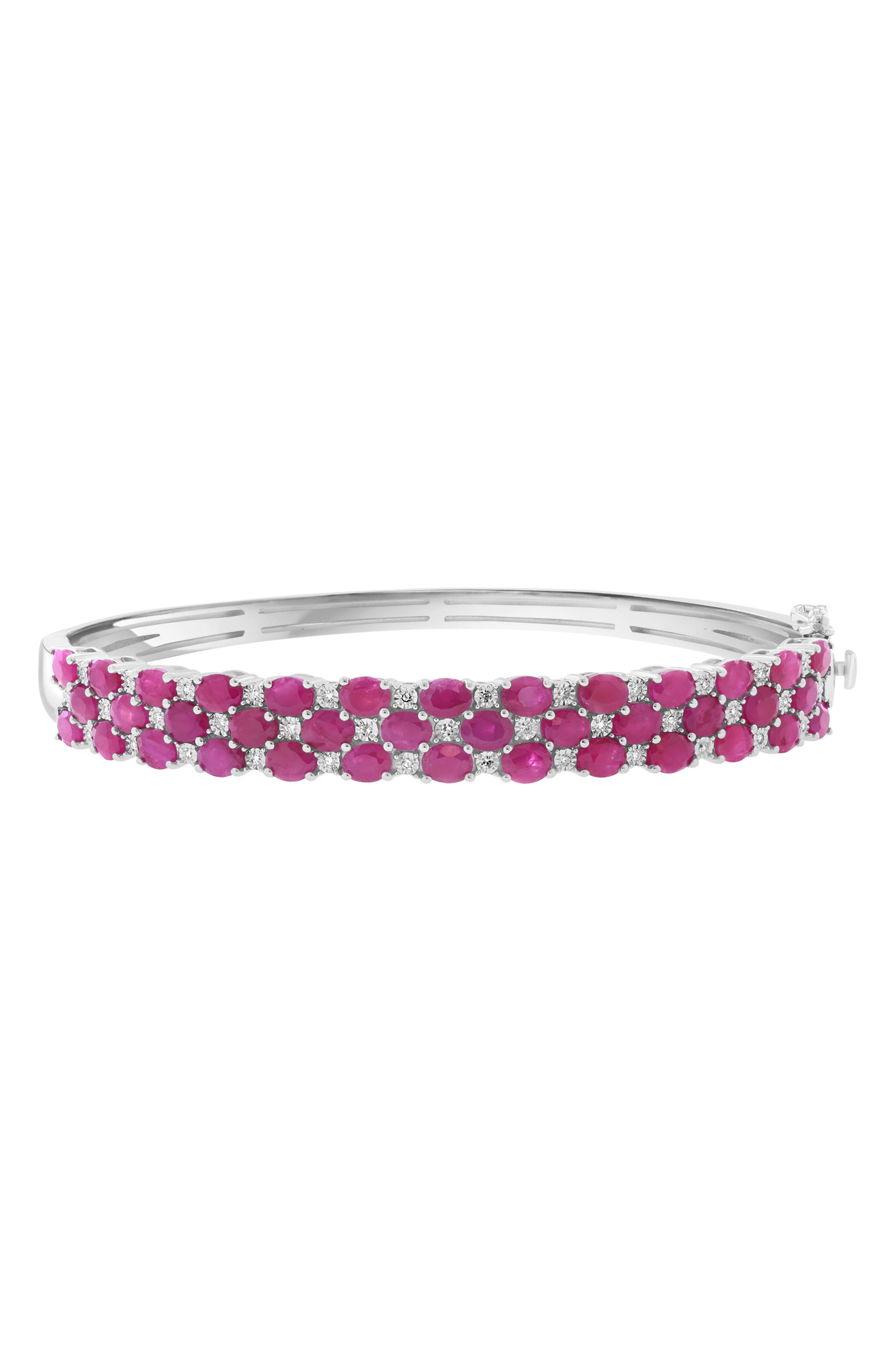 Ruby and Diamond Sterling Silver Bangle