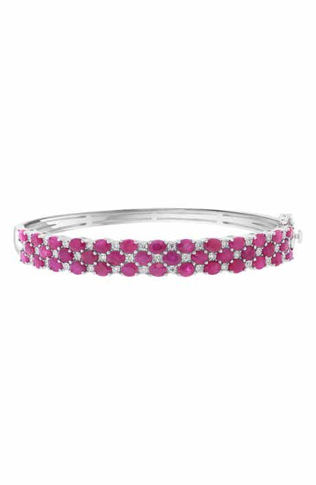 Ruby and Diamond Sterling Silver Bangle