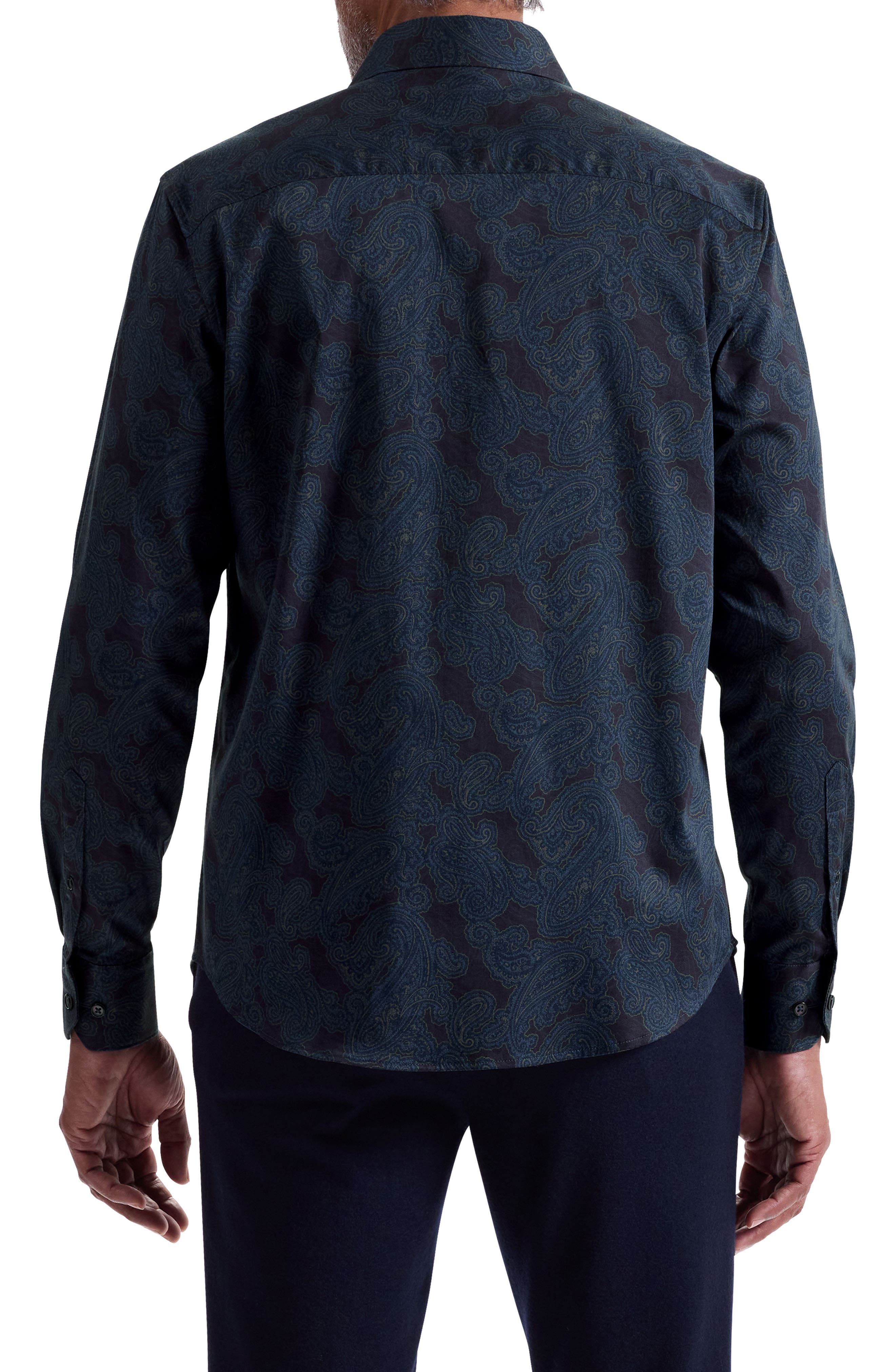 Axel Shaped Fit Paisley Stretch Button-Up Shirt - image 2
