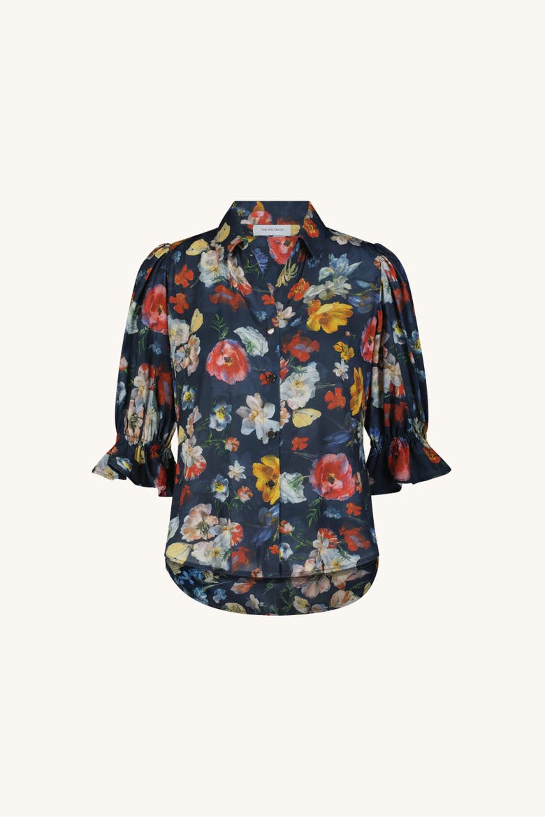 Cindy Ruffle Sleeve Blouse, Alternate, color, Midnight Garden