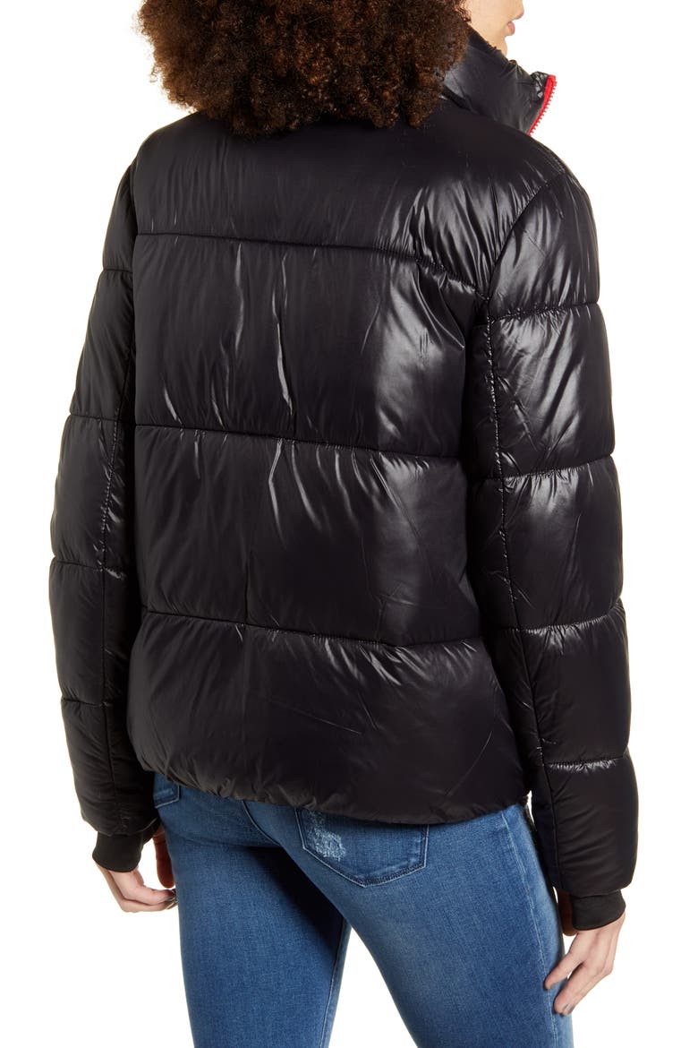 Crop Puffer Coat, Alternate, color, BLACK