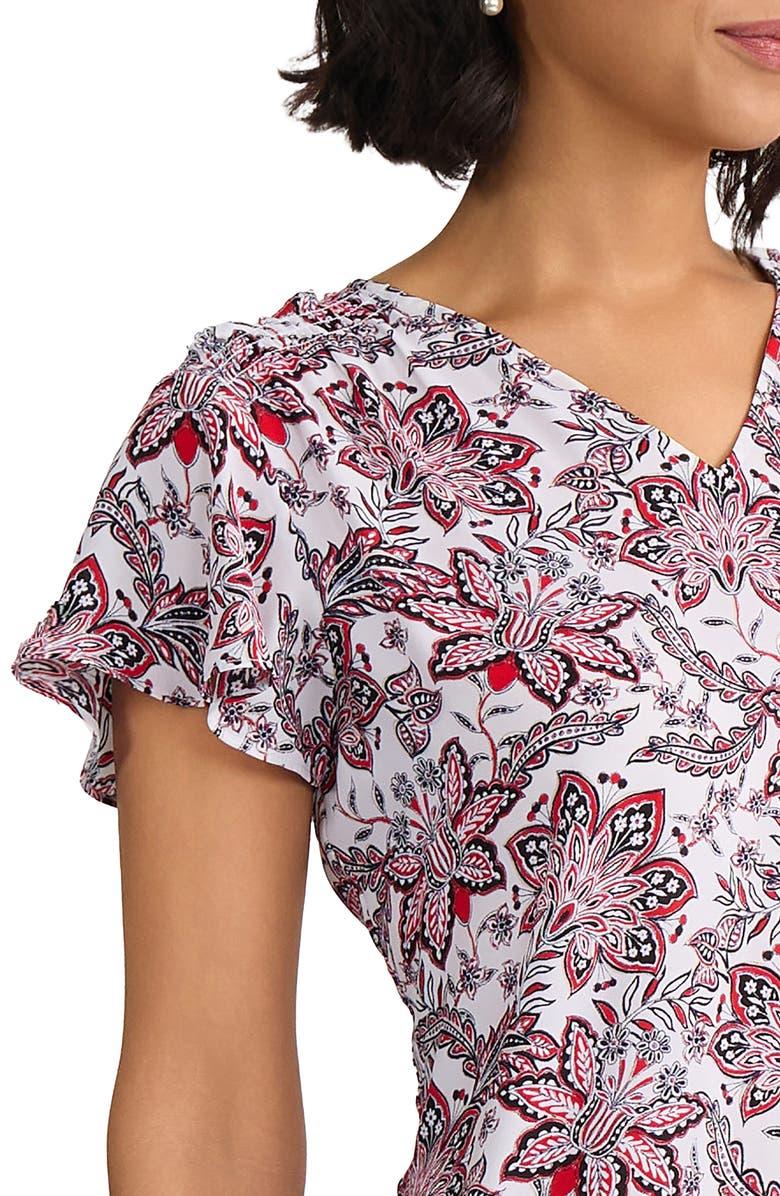 Jones New York Floral Flutter Sleeve Top, Alternate, color, Natural White Multi