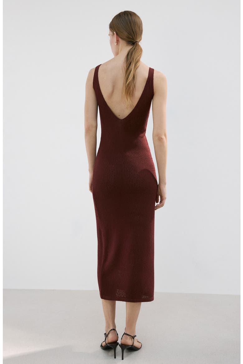 V-Neck Knit Midi Dress, Alternate, color, BURNT ORANGE